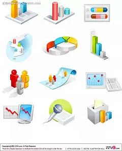 商务数据柱状饼状立体图AI|背景画|公共标志|公共图标|矢量素材|矢量图形|手绘画|手绘图形|水彩画|图形设计|图形图标