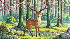 复古插画梅花鹿高清模板免费下载-趣麦麦图