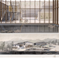 复古风日系灰调建筑景观ps鸟瞰效果图建筑景观古风剖立面PSD素材