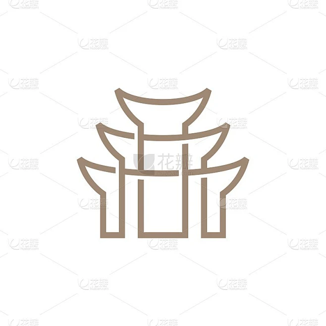 神庙矢量图标插图素材-花瓣网
