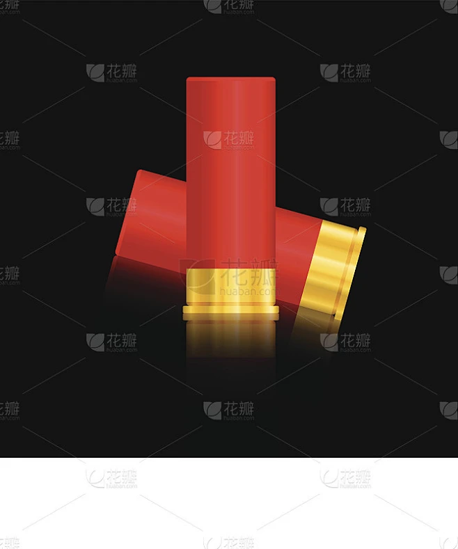 散弹枪炮弹矢量插图孤立的黑色背景素材-花瓣网