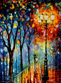 色彩与光的交融：调色刀创作的油画 - Leonid Afremov 油画系列