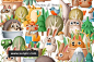 99款卡通动漫儿童可爱森林动物刺猬兔子马松鼠PNG免抠设计图素材 背景纹理 