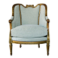 An Elegant & Well-Carved French Louis XVI Style Giltwood Bergere