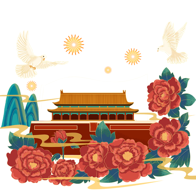 手绘天安门