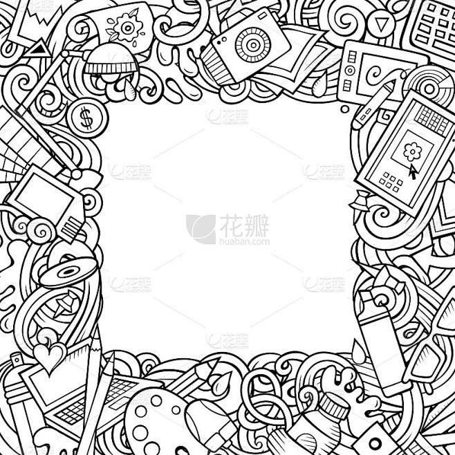 卡通矢量涂鸦设计师的框架