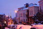 Bremen in Winter : Fedelhören mit Domtürmen im Winter bei Abenddämmerung, Bremen, Deutschland, Europa