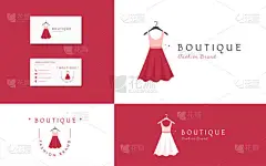 服装精品时尚标志与名片设计模板矢量插图