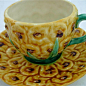 Vintage Pineapple Majolica Cup and Saucer