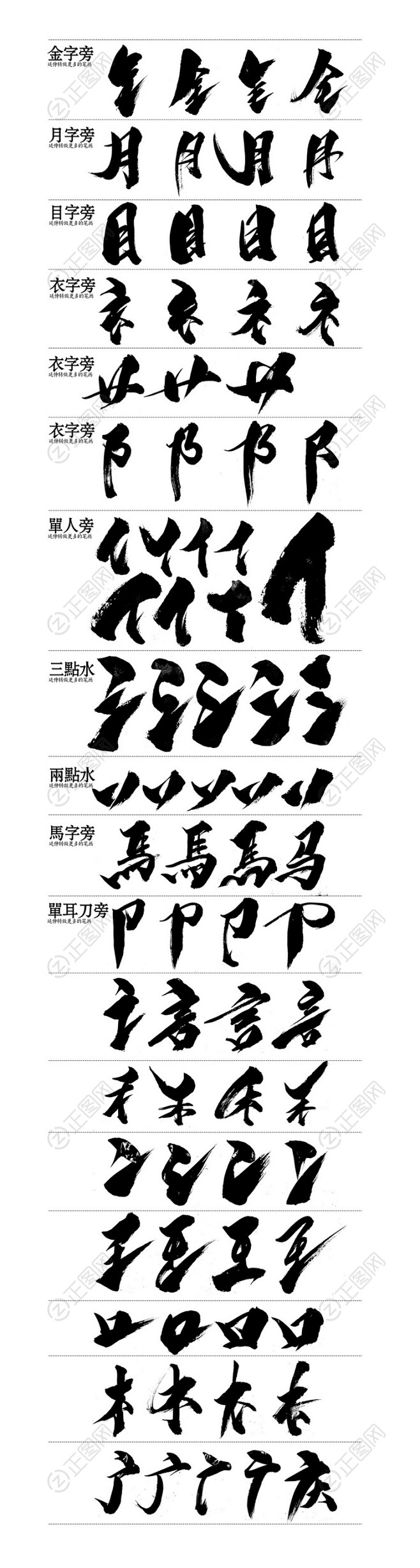 17:25:02手写毛笔字偏旁笔触ps素材字体用户gviljklh同采自zhengpic