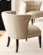 H3ZNX Global Views Creamy Leather Scoop Chair