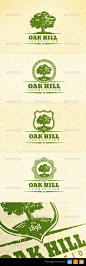 Holistic Oak Tree Vintage Emblem Logo Set - GraphicRiver Item for Sale