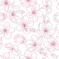 四方连续纹样,背景,草图,绘画插图,粉色,矢量,插画,樱之花,华丽的,简单