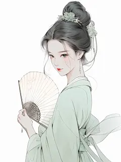 国风汉服｜香扇佳丽人物插画尝试【附咒语】