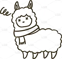 矢量,绘画插图,羊驼,热,贺卡,背景分离,十二生肖,哺乳纲,动物,户外