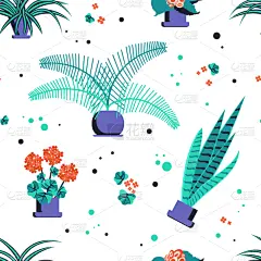 植物群,抽象,住房,四方连续纹样,华丽的,清新,纺织品,花盆,壁纸,自然美