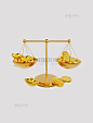 3DC4D立体金融经济天平金钱金币