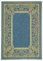 Rug in Blue and Natural with Peacocks (6 ft. 7 in. x 9 ft. 6 in.) traditional-outdoor-rugs