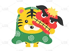 老虎装扮成狮子跳舞的插图。