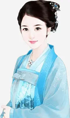 蓝衣聪慧女子古风手绘png免抠素材_新图网 https://ixintu.com 蓝衣 聪慧 女子 古风 手绘