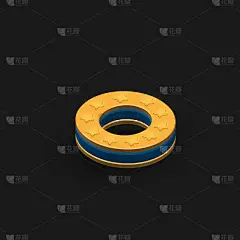 高细节的3D黄金和蓝色“O”字符从一套，等距矢量插图