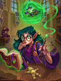 Oops! Wrong side Wand! - Hearthstone (Scholomance) - Fanart, Kleston Marques : Work done for Fanart Brawl Challenge.
The idea for this piece was like a student mage doing her last review on her book and training some spell before her presentation to the s