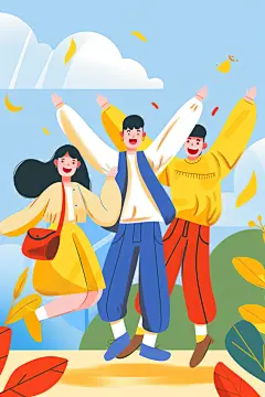创意时尚青年五四青年节人物插画