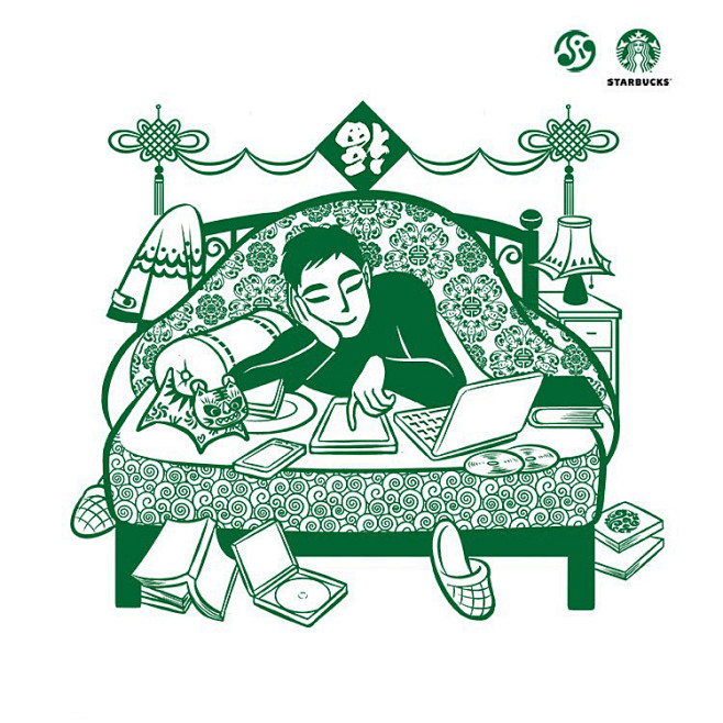 星巴克咖啡2013年新年海报插画系列插图