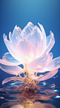 a_pink_crystal_lotus_blossom_on_top_of_a_blue_pool_in_the__7b89c2e8-44ea-41d3-810f-90e8f1f05384