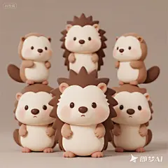 jimeng-2025-07-12-2425-生成一组可爱的简约的，手绘的或者扁平风刺猬IP形象，呆萌，憨憨的，生成一组表情包