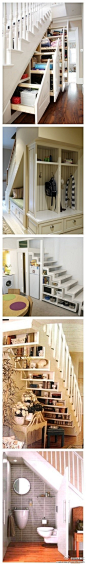 Storage Ideas and making the most out of the space. smart stairs. Love it.