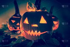 万圣节南瓜灯暗灯怒脸落