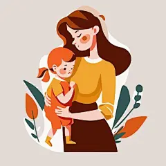 抱着孩子的妈妈女性人物婴儿母亲节亲子人物插画矢量图设计素材