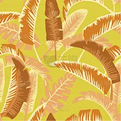 黄色,卡通,橙子,棕榈叶,纺织品,壁纸,植物群,春天,植物,剪影