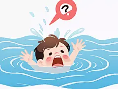 夏日安全教育防溺水儿童溺水的儿童插画绘本风格插画