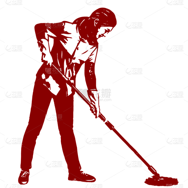 SVG-版画风人物元素贴纸-拖地