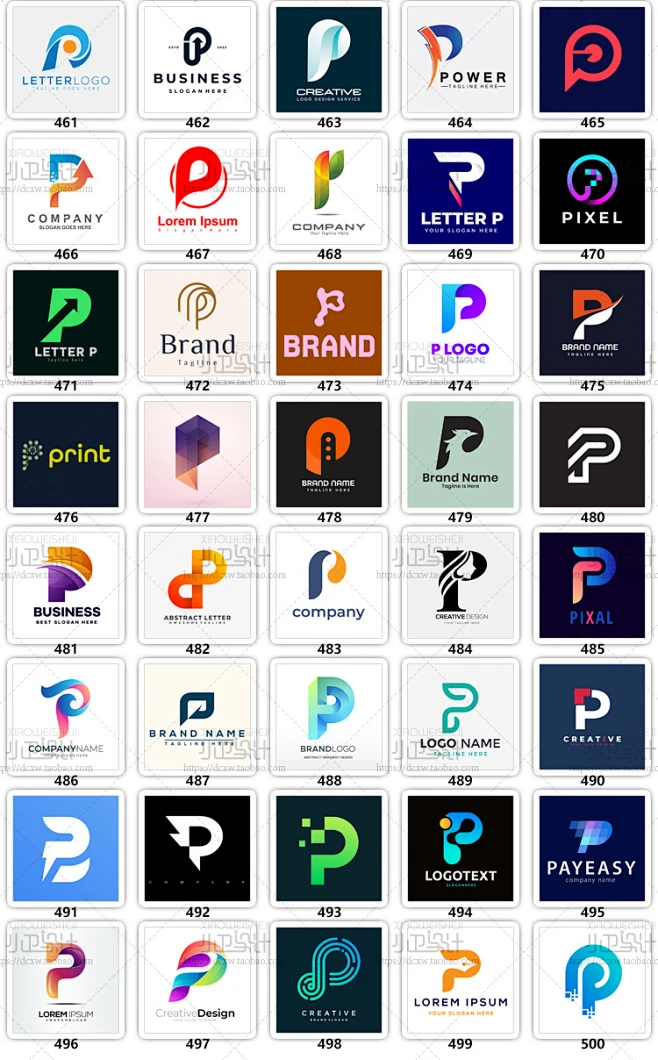 字母系列P LOGO商标设计vi素材包 ai矢量源文件淘宝店标微商标志-淘宝网-花瓣网