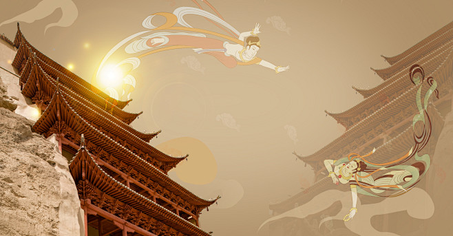 千库网_敦煌文化大气中国风复古背景_背景...