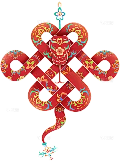 蛇年春节民族感中国结蛇元素