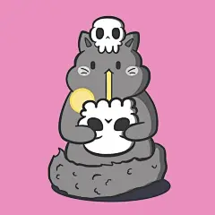 可爱猫骷髅插画矢量图设计素材