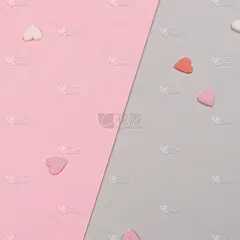 纸平面组成与粉色和灰色的背景为情人节