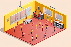 扁平风体育场运动立体插画