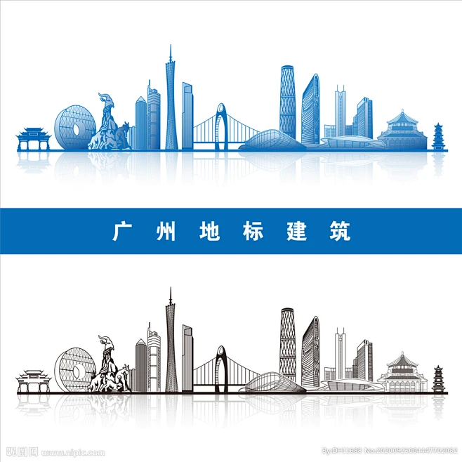 广州地标广州建筑广州城市剪影-花瓣网