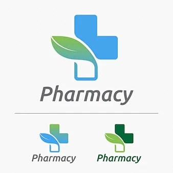 Pharmacy logos set