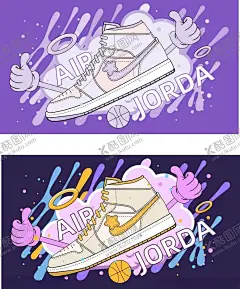漫画风潮流感运动鞋插画 【酷图网】漫画风,潮流感,运动鞋插画,板鞋,潮流背景