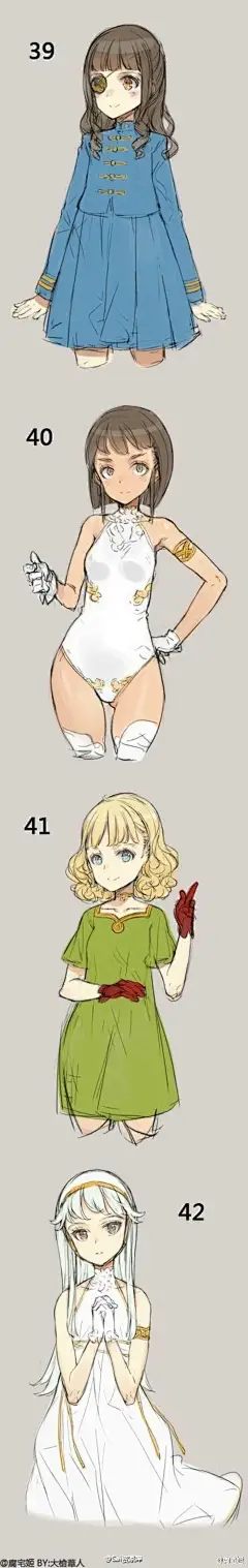 绘画 漫画 素材 人物、服饰参考 线稿美简单上色也漂亮