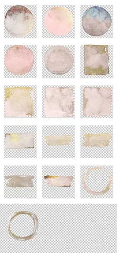 高清粉红圆圈圆形手绘水彩笔触笔墨墨渍素材