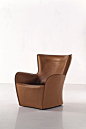 Upholstered leather armchair with armrests MANDRAGUE Mandrague Collection by MOLTENI
