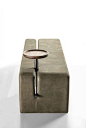 Butter Bench : Bench completely covered in leather or fabric characterized by painted metal tubular and solid wood storage tray.Padded with leather or fabric;Storage tray: solid canaletto walnut wood / solid oak wood / solid black oak wood;Tubular: lacque