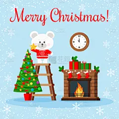 可爱的,红色,贺卡,北极熊,泰迪熊,榭寄生,雪,动物,问候